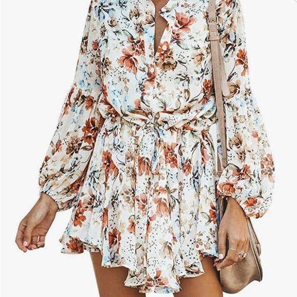 Rovlet Dresses & Skirts - Women’s Chic Floral Button Front Mini Boho Dress - L